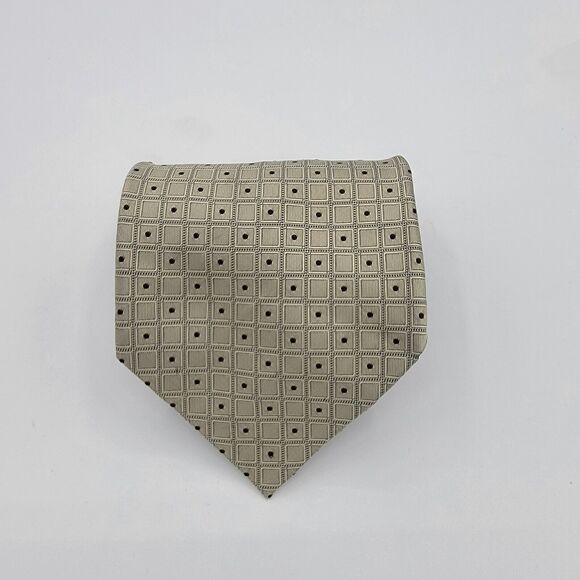 Mens Necktie Valerio Garati silk, Size 57 By 4 In Grey And Tan Vintage - Picture 1 of 7